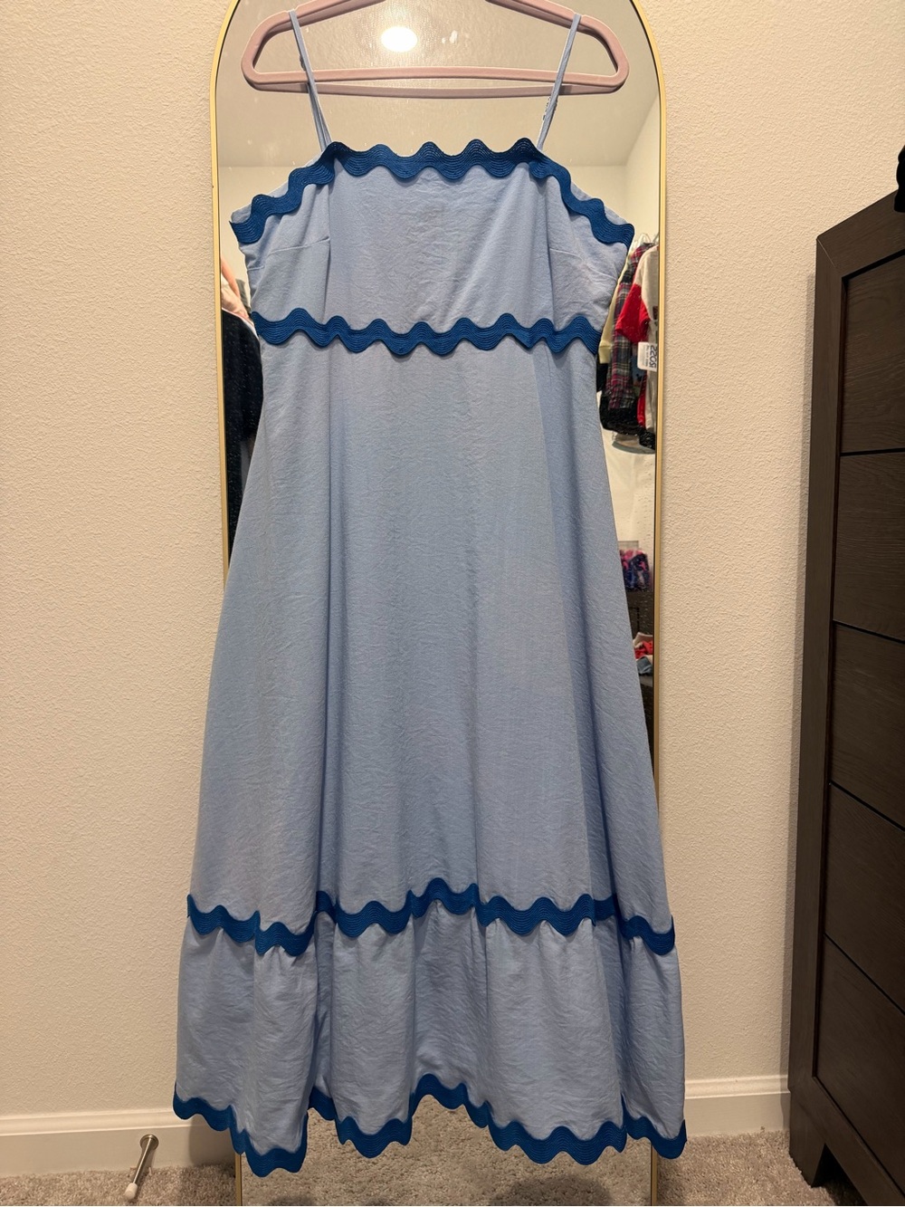 Light Blue Girls' Sundress with Blue Trim